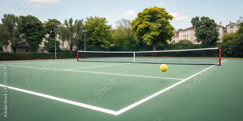 Wallpaper Mural Outdoor Tennis Court Green Surface Ball Net Hobbies Sport Torontodigital.ca
