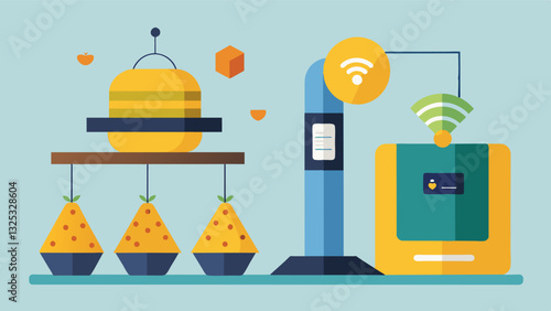 With the help of smart scales beekeepers can monitor the weight of the beehive indicating honey production and potential swarming activity.. Vector illustration