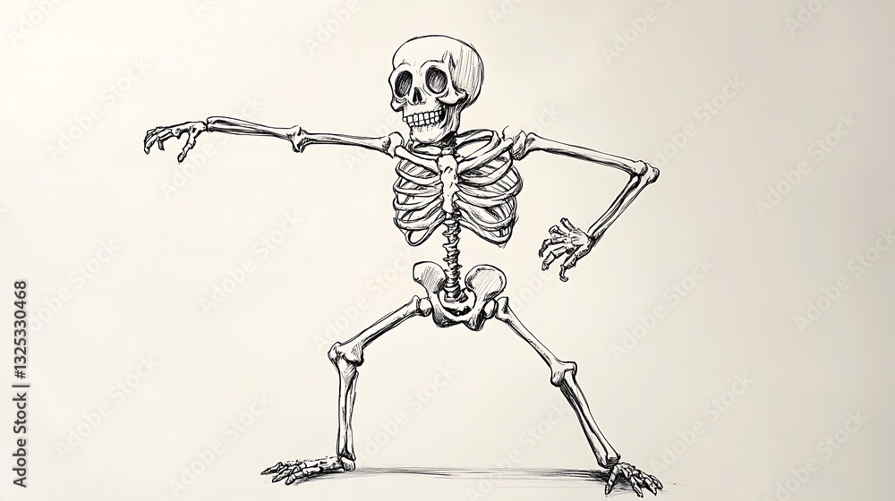 Fototapeta premium A detailed skeletal illustration depicting an animated figure in action