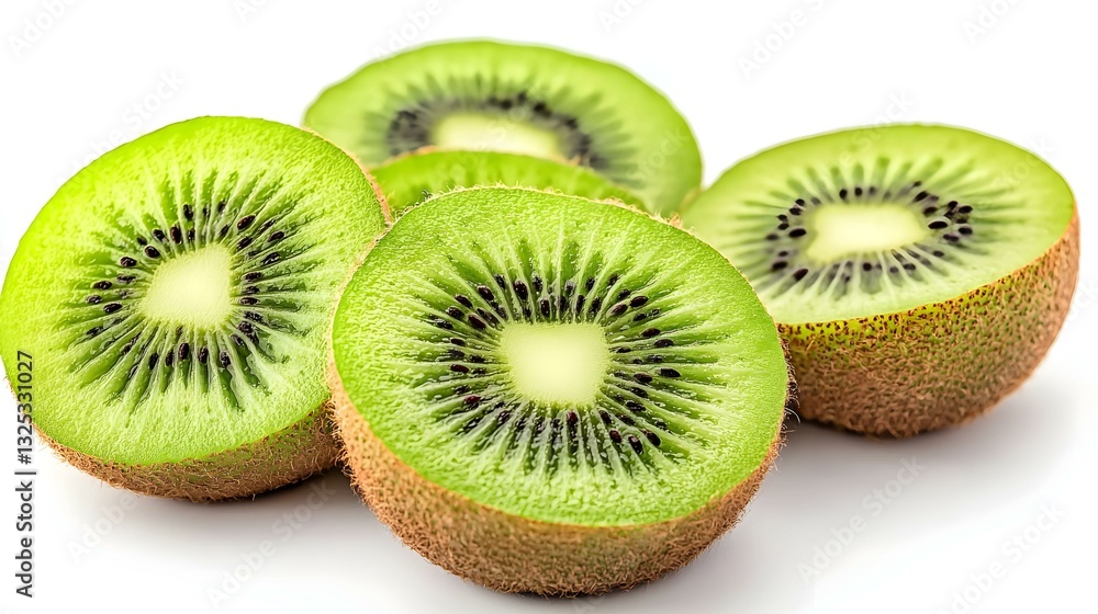 Fototapeta premium Set of kiwi fruit with slices isolated on white