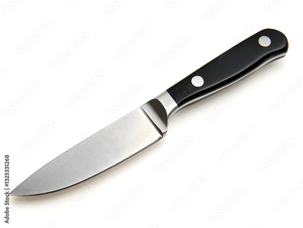 A high-quality paring knife isolated against a clean white background ideal for culinary precision and cutting tasks A high-quality paring knife isolated against a clean white background ideal for culinary precision and cutting tasks