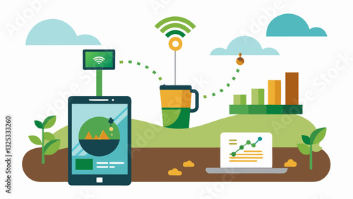 With remote monitoring capabilities AI soil analysis systems allow farmers to track their soils status from anywhere providing convenience and peace of mind.. Vector illustration