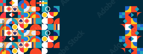 Flat mosaic social media cover template