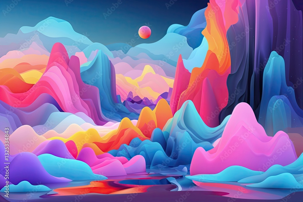 Obraz premium Vibrant Abstract Art with Dreamy Colors and Modern Avant-Garde Styles