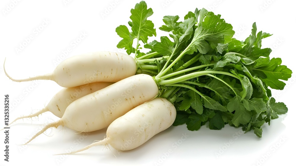 Daikon radishes isolated on white background Daikon radishes isolated on white background