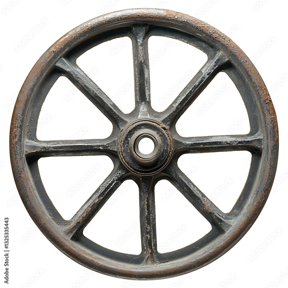 Obraz premium Antique Wooden Wagon Wheel Eight Spoke Design