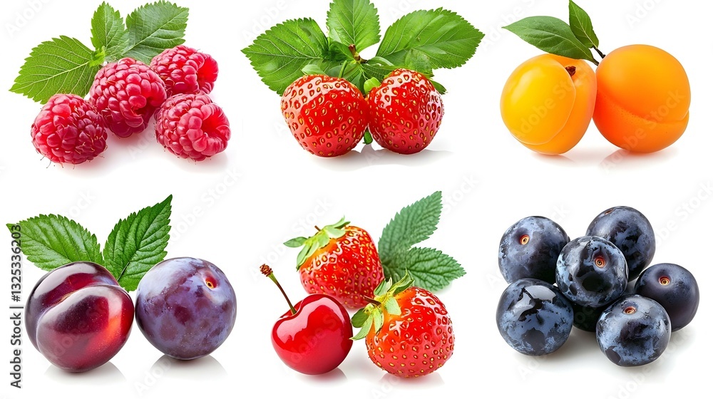Collage mix set of Fresh berries and fruits Collage mix set of Fresh berries and fruits