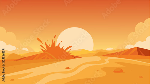 The sun beats down on the field creating a miragelike effect as the dust dances in the heat adding to the sense of desolation and abandonment.. Vector illustration
