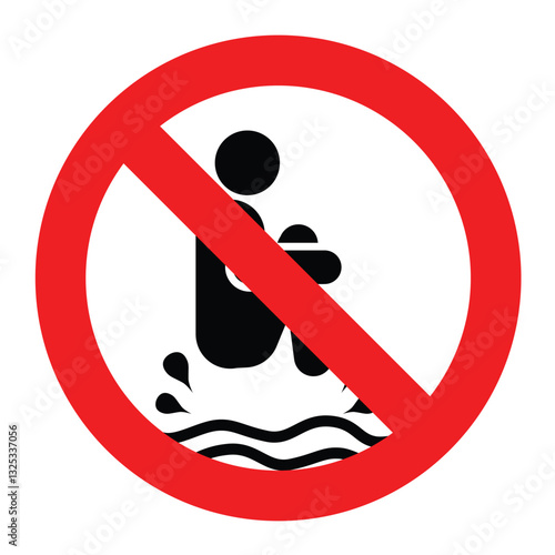 Warning Sign. No Jumping in the Pool. Swimming Pool Safety Sign