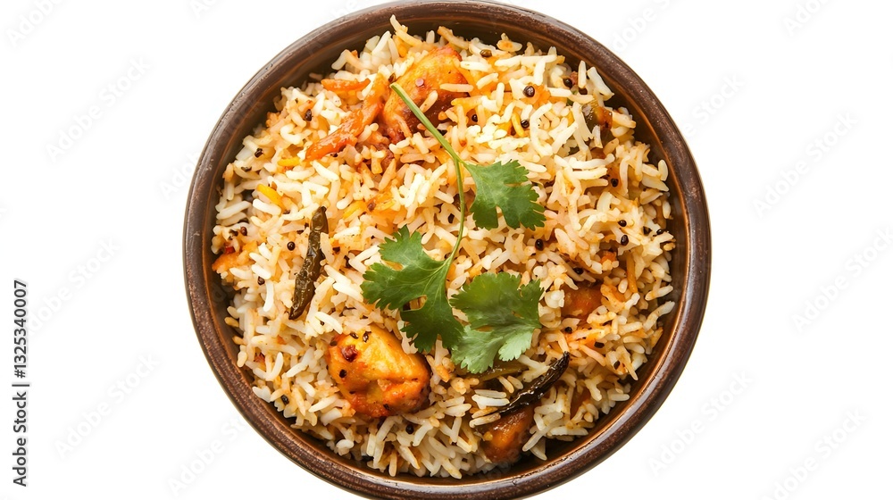 Biryani top view isolated on transparent Biryani top view isolated on transparent