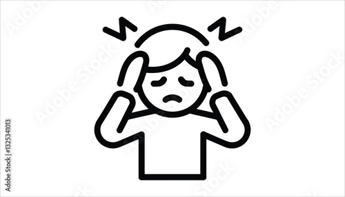 Headache Icon. Stress and Migraine Pain Vector Illustration.