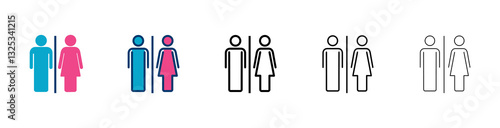 Toilet icon vector isolated on white background. Toilet sign. Man and woman restroom icon vector. Male and female icon