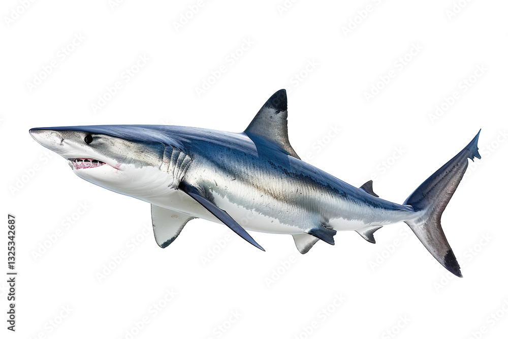Obraz premium Menacing Shark Swimming On Transparent. Apex Predator With Sharp Teeth. Marine Wildlife. 