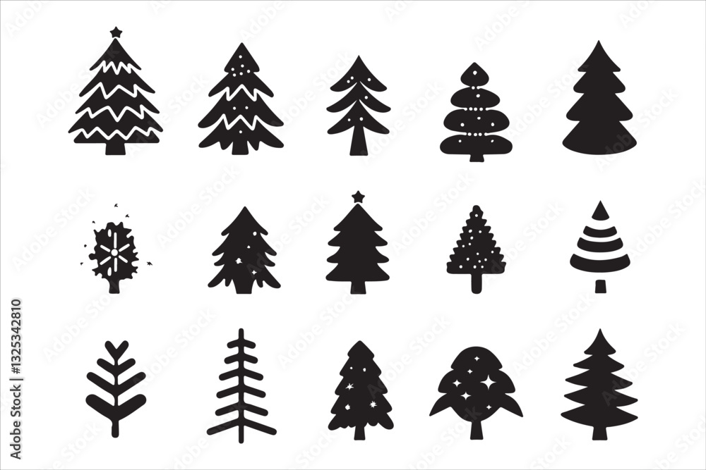 Obraz premium Decorative Christmas Tree Vector Pack 