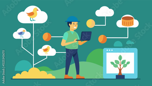 With the help of smart egg collection technology farmers can easily track which hens are producing the most quality eggs helping them make informed decisions.. Vector illustration