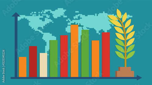 The stacked bar graph demonstrated the varying magnitudes of the decline in crop yields in different regions across the globe highlighting the disproportionate impact of climate. Vector illustration