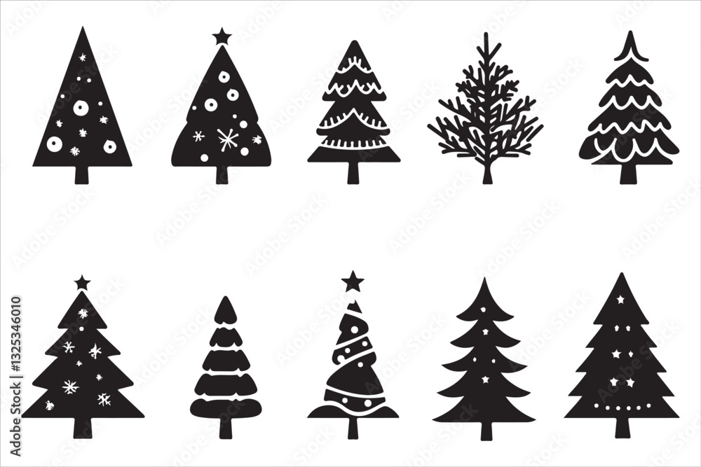 Festive Christmas Tree Vector Set
