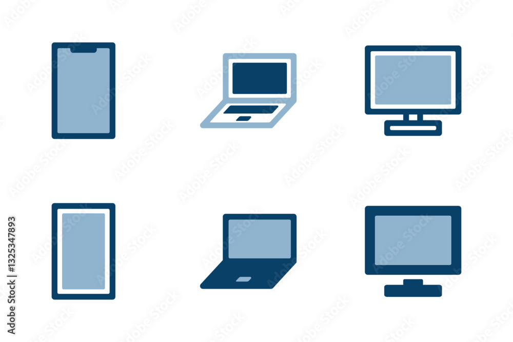 スマホとパソコンのアイコンイラストセット