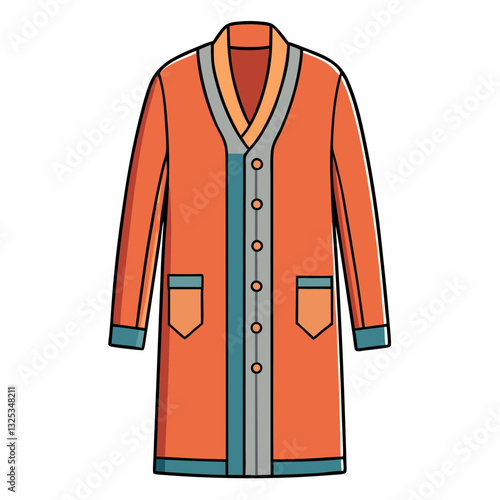 vector illustration of coat longline cardigan sweater