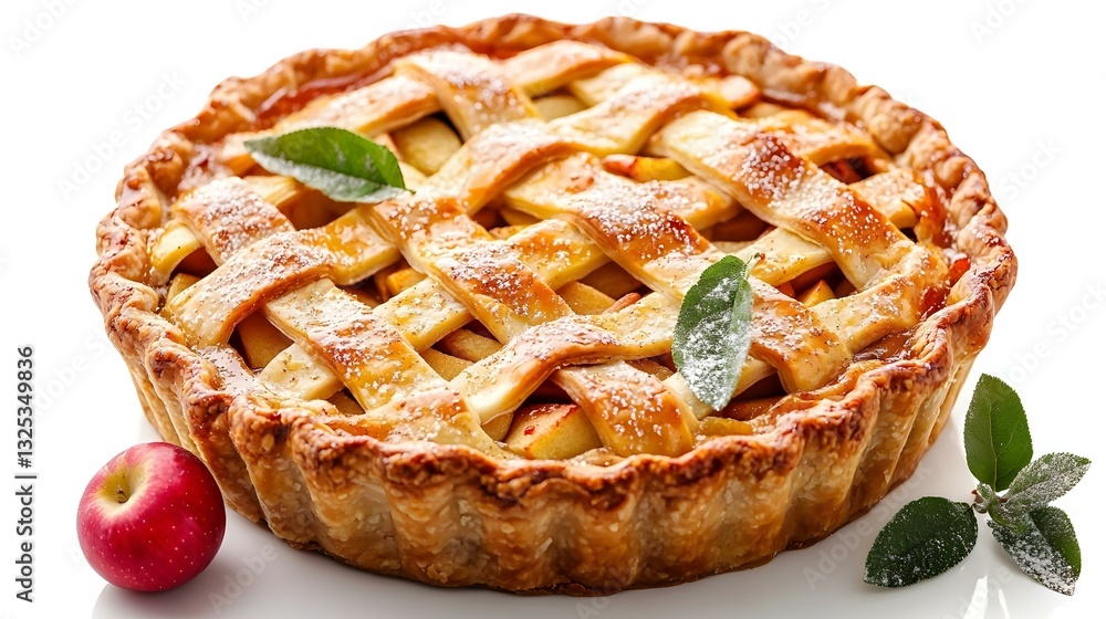 Tasty homemade apple pie on white background Tasty homemade apple pie on white background