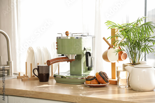 Modern coffee machine, cup ...