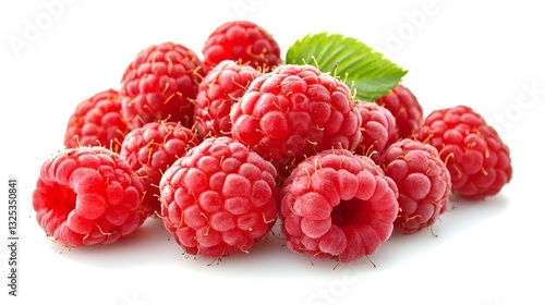 ripe juice red berries on twig of raspberries