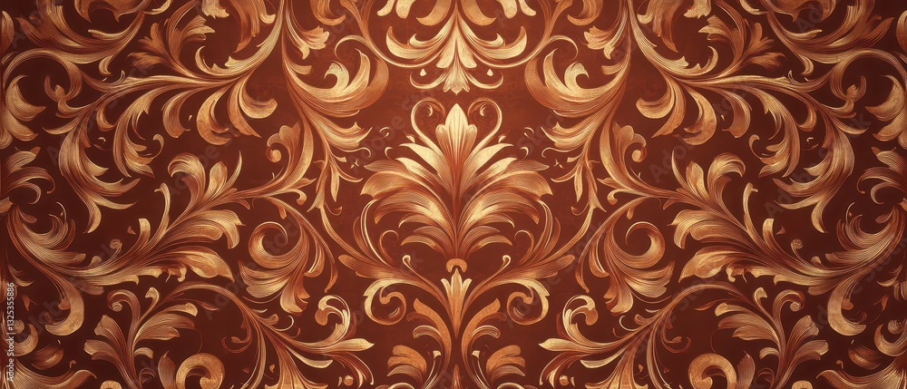 Classic Rococo wallpaper pattern with swirling geometric vines, antique cultural decor Classic Rococo wallpaper pattern with swirling geometric vines, antique cultural decor