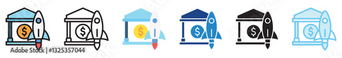 Startup multi style, mini illustration icon set. outline, flat, glyph, line color, UI, UX, app and web, digital or print. related to business, finance, financial technology.