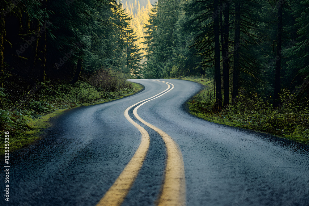 Fototapeta premium asphalt road stretching into the distance. perspective, a long deserted road, autobahn highway 