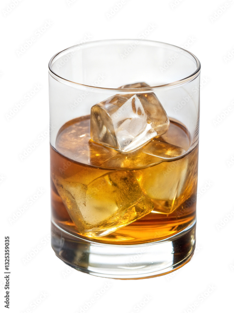 glass of ice whiskey with ice cubes isolated on white glass of ice whiskey with ice cubes isolated on white