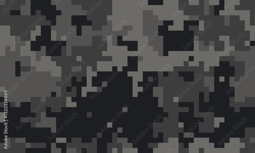 Abstract grayscale digital camouflage pattern. Perfect for backgrounds, textiles, or militarythemed designs. Modern, pixelated style evokes stealth and concealment. Abstract grayscale digital camouflage pattern. Perfect for backgrounds, textiles, or militarythemed designs. Modern, pixelated style evokes stealth and concealment.