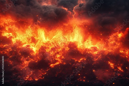 Wallpaper Mural Dramatic image depicting fiery flames and billowing smoke in the sky Torontodigital.ca