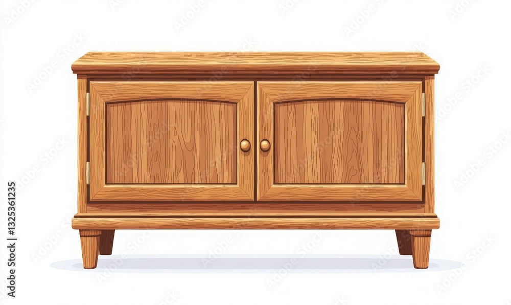 Elegant Wooden Cabinet with Double Doors on a Crisp White Background, Perfect for Modern Furniture Design and Interior Decor Inspiration. Elegant Wooden Cabinet with Double Doors on a Crisp White Background, Perfect for Modern Furniture Design and Interior Decor Inspiration.
