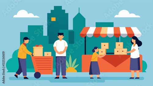 The slow movement of the few buyers and lack of sales were a stark reminder of the impact of a struggling economy on local vendors.. Vector illustration