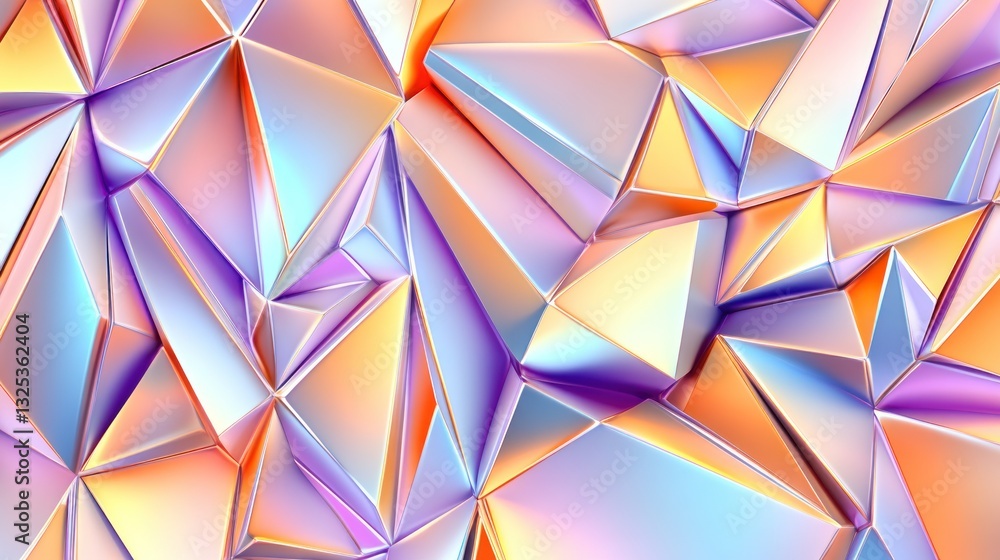 Abstract Iridescent Geometric Polygons Colorful 3D Render Abstract Iridescent Geometric Polygons Colorful 3D Render