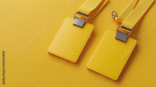 mockup Realistic display yellow id card Lanyard