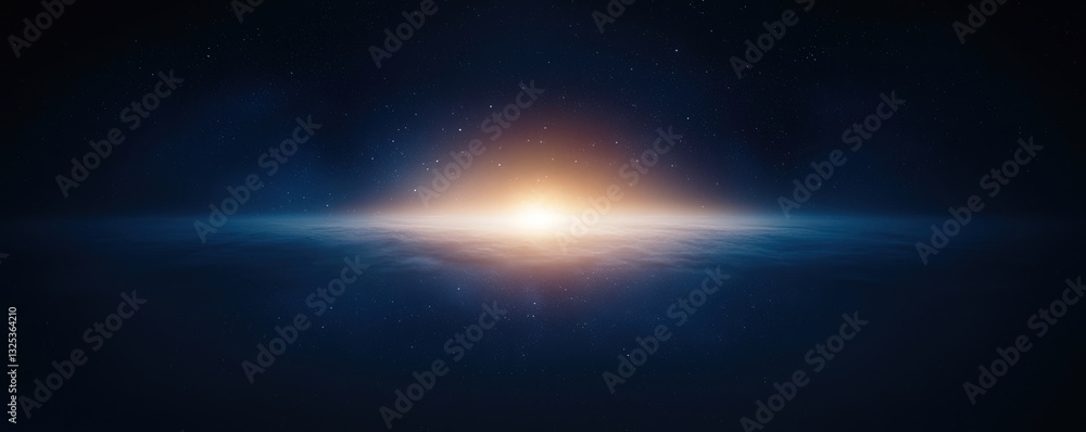 Fototapeta premium Cosmic Components Expansion Concepts. Cosmic view of a galaxy with a glowing center and starry background.