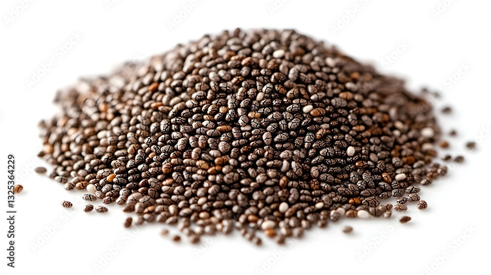 Pile of healthy chia seeds isolated on a white Pile of healthy chia seeds isolated on a white