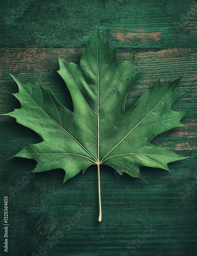 Lush Green Maple Leaf Close-up - Detailed Leaf Texture in Natural Light