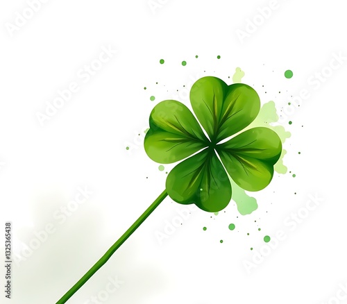 green clover with watercolor splash for st patrick's day luck