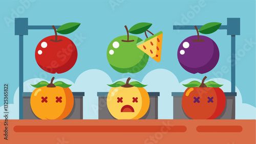 The vendors onceripe fruits are now shriveled and overripe a sign of the difficult choice between selling at a lower price or losing their entire stock.. Vector illustration