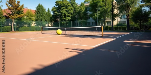 Wallpaper Mural Sunny Day Tennis Court Ball Near Net Outdoor Sport Torontodigital.ca