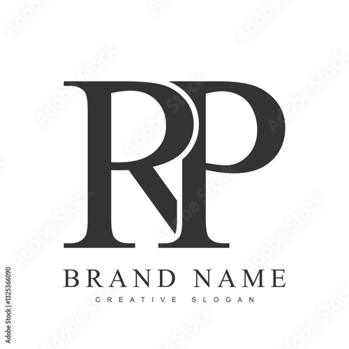 RP trendy logotype template. Initial letter r and p classic font style. Creative logo for company name or identity.