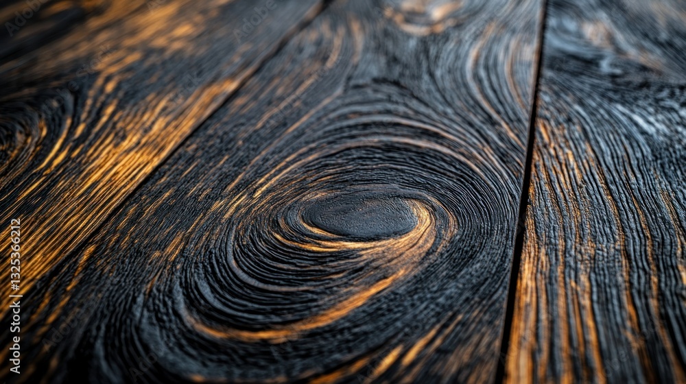 Fototapeta premium Close-up charred wood grain texture