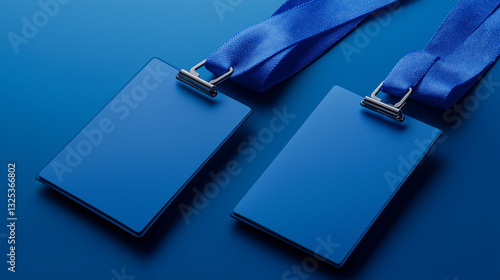 mockup display blue id card Lanyard