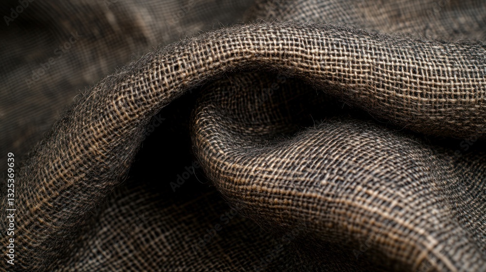 Closeup of Draped Dark Brown Linen Fabric Closeup of Draped Dark Brown Linen Fabric