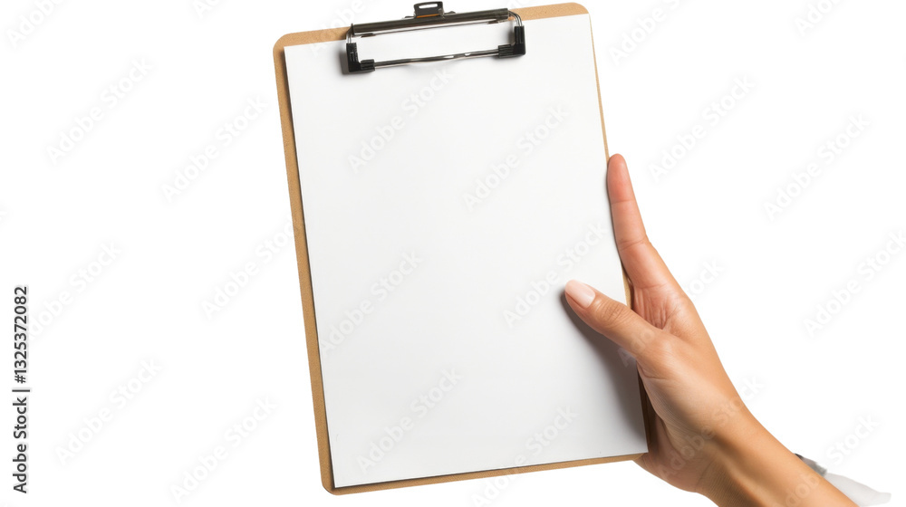 Woman holding empty clipboard with transparent background Woman holding empty clipboard with transparent background