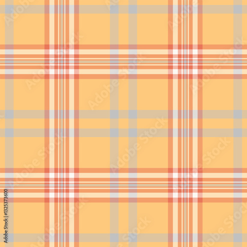 Romance textile tartan texture, popular fabric background pattern. Aesthetic check vector plaid seamless in orange and red colors.