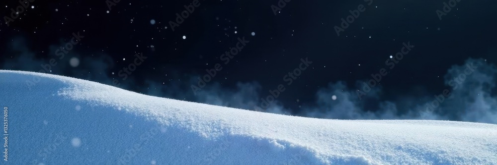 Fototapeta premium Soft white snow against an inky black canvas; a stark, ethereal glow , shine, design