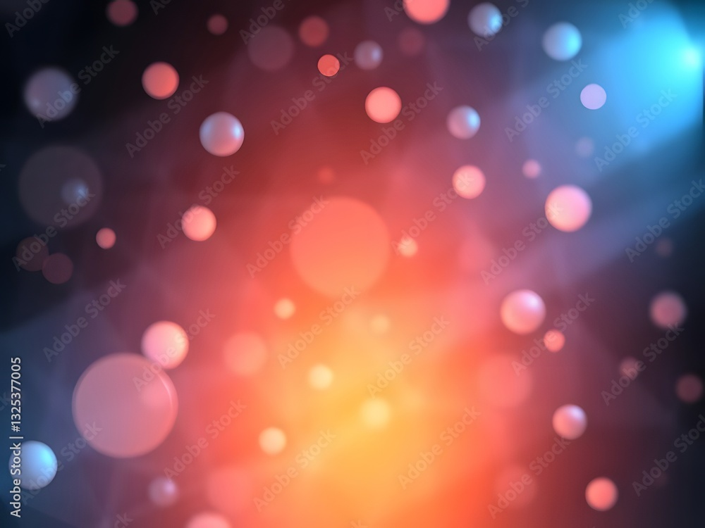 Fototapeta premium Abstract Bokeh Background Red, Orange, Blue Light Spheres, Blur Effect, Modern Design, Artistic Backdrop, Digital Art.